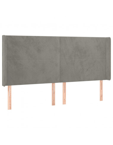 Testiera ad Orecchio Grigio Chiaro 183x16x118/128 cm in Velluto