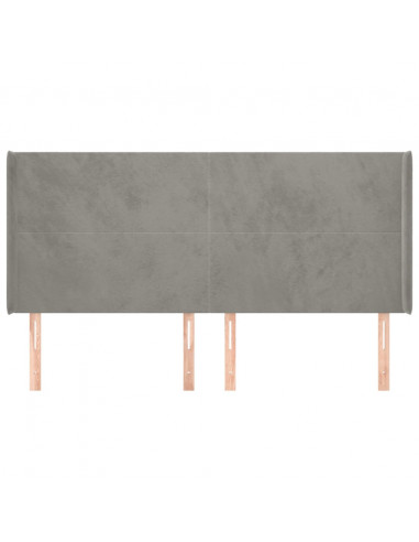 Testiera ad Orecchio Grigio Chiaro 183x16x118/128 cm in Velluto