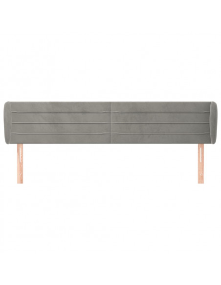 Testiera ad Orecchio Grigio Chiaro 203x23x78/88 cm in Velluto