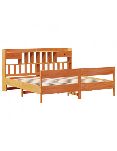 Letto Libreria senza Materasso Marrone Cera 180x200 cm in Pino