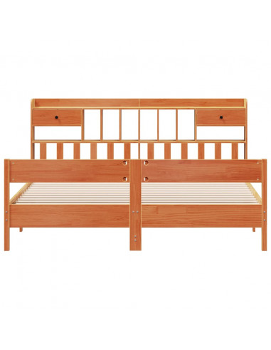 Letto Libreria senza Materasso Marrone Cera 180x200 cm in Pino