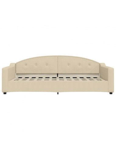 Divano Letto Estraibile con Cassetti Crema 100x200cm in Tessuto