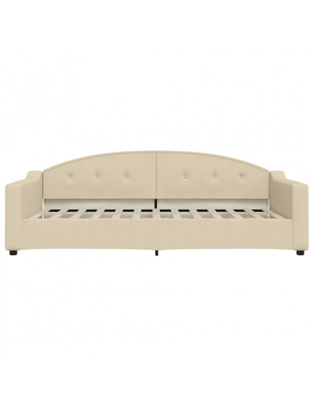 Divano Letto Estraibile con Cassetti Crema 100x200cm in Tessuto