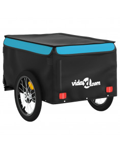 Rimorchio da Bici Nero e Blu 45 kg in Ferro 2