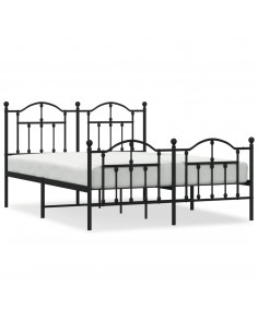 Giroletto con Testiera e Pediera Metallo Nero 140x200 cm 2