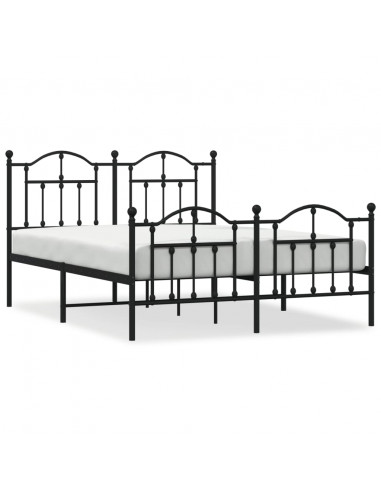 Giroletto con Testiera e Pediera Metallo Nero 140x200 cm
