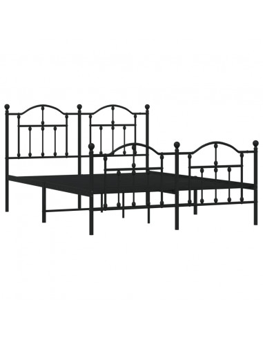 Giroletto con Testiera e Pediera Metallo Nero 140x200 cm