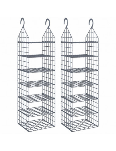 Organizer per Armadio da Appendere con 7 Ripiani 2 pz