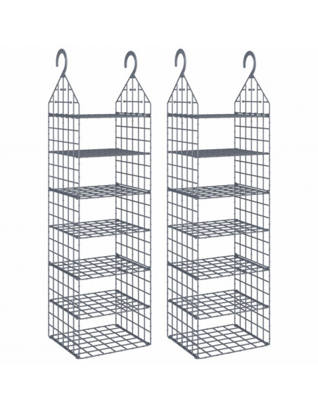 Organizer per Armadio da Appendere con 7 Ripiani 2 pz