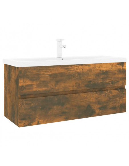 Mobile Bagno con Lavabo Integrato Rovere Fumo Legno Multistrato