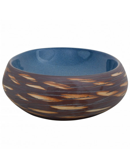 Lavabo da Appoggio Marrone e Blu Ovale 59x40x15 cm Ceramica