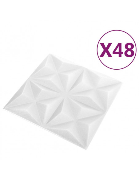 Pannelli Murali 3D 48 pz 50x50 cm Bianchi Origami 12 m²