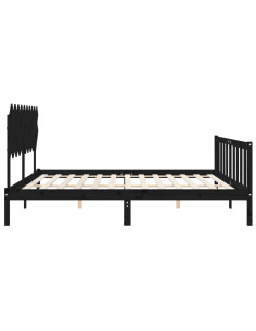 Giroletto con Testiera Nero 200x200 cm in Legno Massello 2