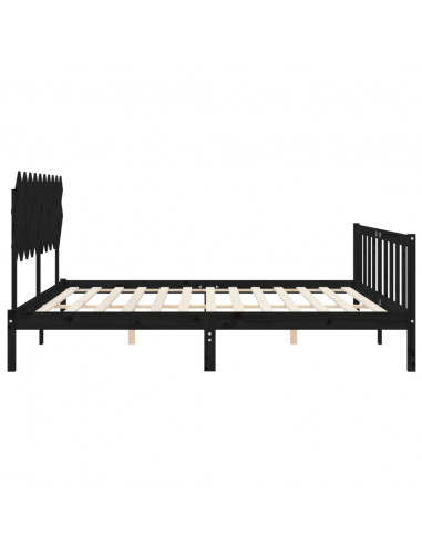 Giroletto con Testiera Nero 200x200 cm in Legno Massello