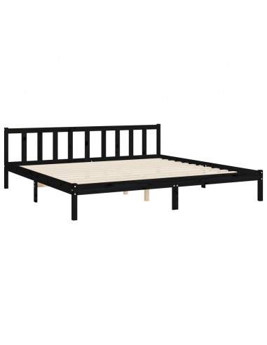 Giroletto con Testiera Nero 200x200 cm in Legno Massello