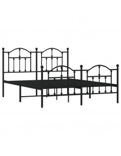 Giroletto con Testiera e Pediera Metallo Nero 140x190 cm 2