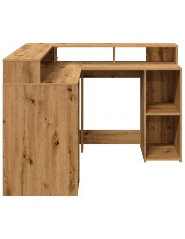 Scrivania a Luci LED Rovere Artigianale 140x55x91 cm Truciolato