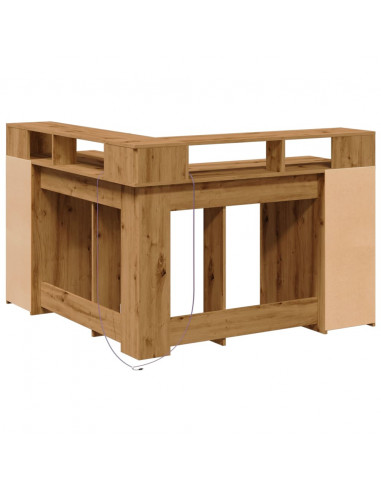 Scrivania a Luci LED Rovere Artigianale 140x55x91 cm Truciolato