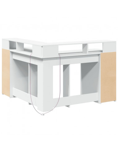 Scrivania con Luci LED Bianca 130x130x91 cm in Truciolato