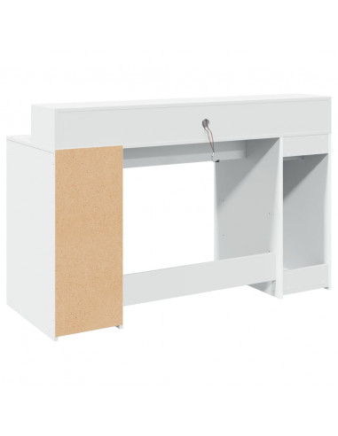 Scrivania con Luci LED Bianca 140x55x91 cm in Legno Multistrato