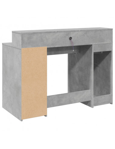 Scrivania con Luci LED Grigio Cemento 120x55x91 cm Multistrato