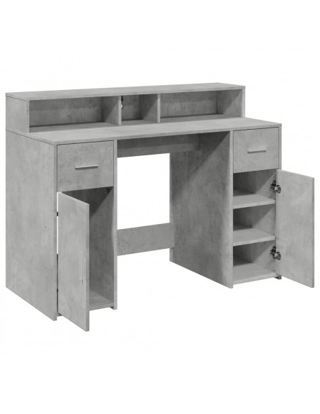 Scrivania con Luci LED Grigio Cemento 120x55x91 cm Multistrato