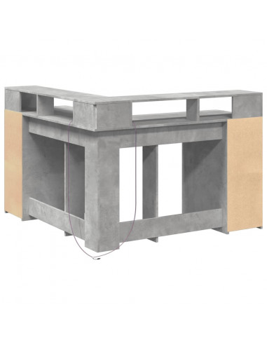 Scrivania con Luci LED Grigio Cemento 130x130x91 cm Multistrato