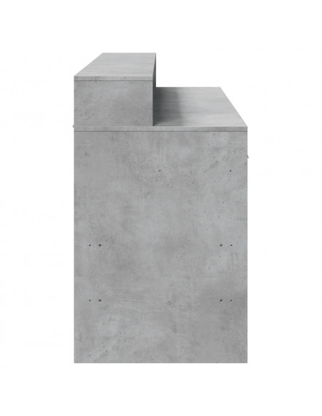 Scrivania con Luci LED Grigio Cemento 140x55x91 cm Multistrato