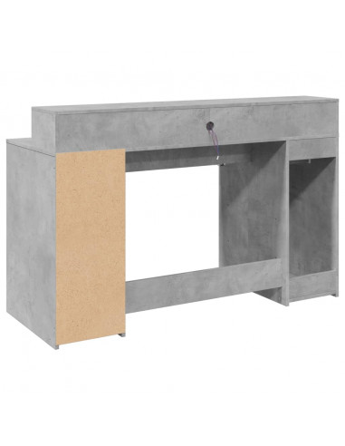 Scrivania con Luci LED Grigio Cemento 140x55x91 cm Multistrato