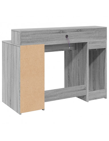 Scrivania con Luci LED Grigio Sonoma 120x55x91cm in Multistrato