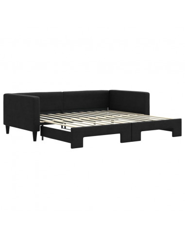 Divano Letto con Letto Estraibile Nero 100x200 cm in Tessuto