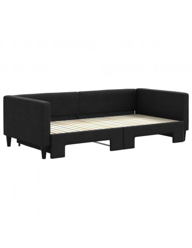 Divano Letto con Letto Estraibile Nero 100x200 cm in Tessuto