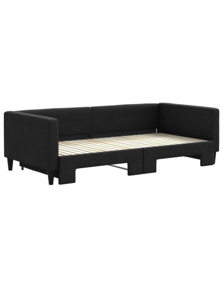 Divano Letto con Letto Estraibile Nero 100x200 cm in Tessuto