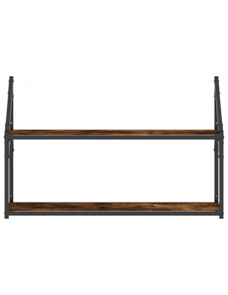 Scaffale a Parete 2 Ripiani Rovere Fumo 80x21x51 cm Multistrato