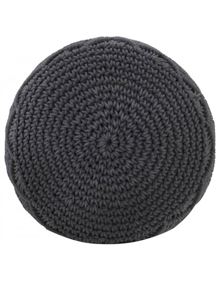 Pouf Lavorato a Mano Macramé Antracite 45x30 cm in Cotone