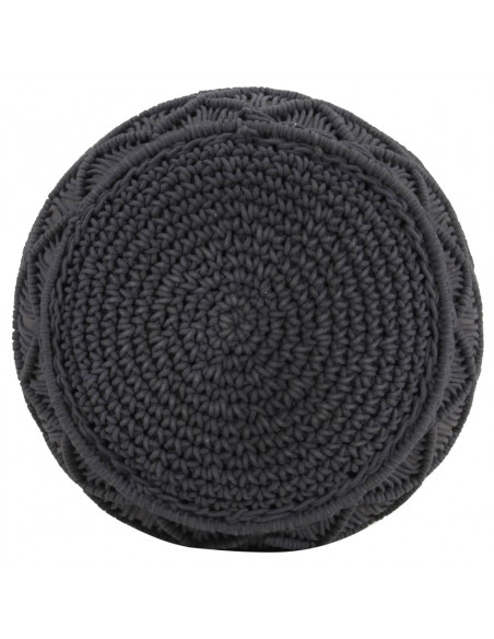 Pouf Lavorato a Mano Macramé Antracite 45x30 cm in Cotone