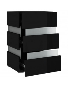 Comodino con LED Nero Lucido 45x35x67 cm in Legno Multistrato 2