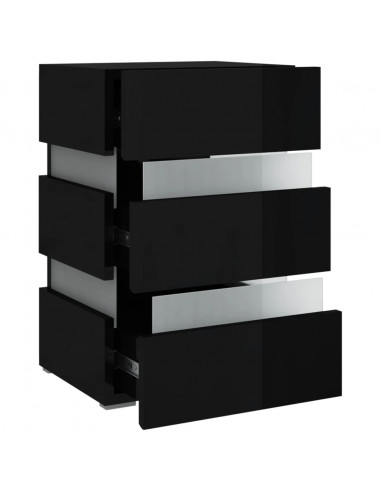 Comodino con LED Nero Lucido 45x35x67 cm in Legno Multistrato
