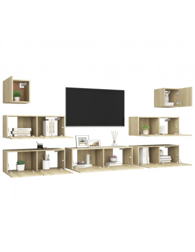 Set di Mobili Porta TV 7 pz Rovere Sonoma in Legno Multistrato