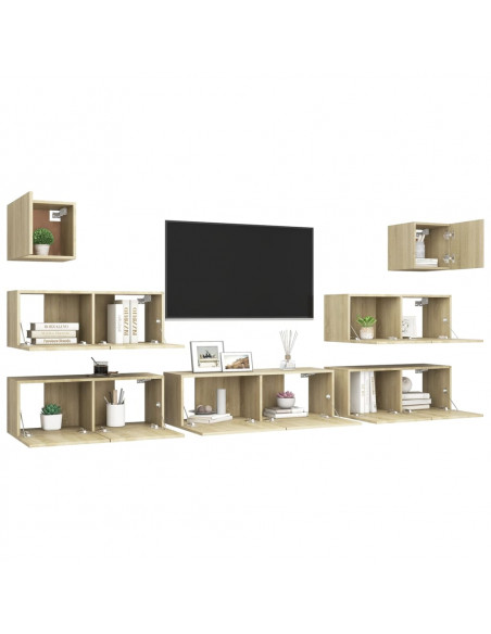 Set di Mobili Porta TV 7 pz Rovere Sonoma in Legno Multistrato