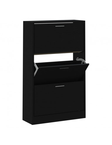 Scarpiera Nera 63x24x103 cm in Legno Multistrato