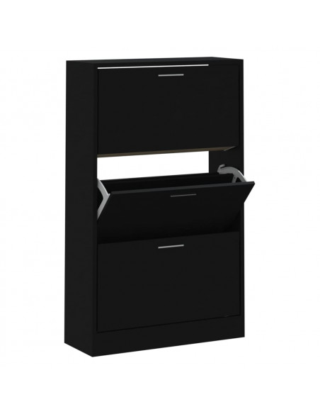 Scarpiera Nera 63x24x103 cm in Legno Multistrato