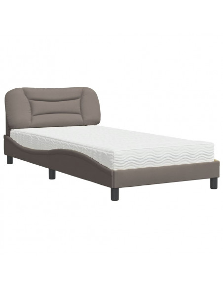 Letto con Materasso Tortora 100x200 cm in Tessuto