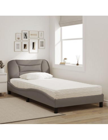 Letto con Materasso Tortora 100x200 cm in Tessuto