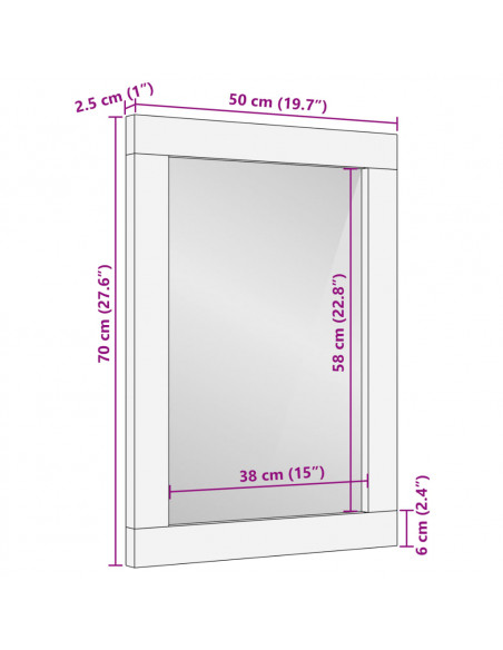 Specchio da Bagno Nero 50x70x2,5 cm Legno Multistrato e Ottone