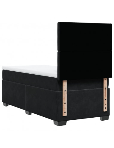 Giroletto a Molle con Materasso Nero 90x200 cm in Velluto