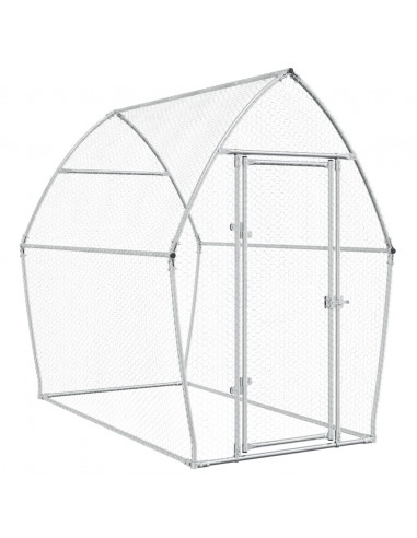 Gabbia per Polli Argento 200x105x182 cm in Acciaio Zincato