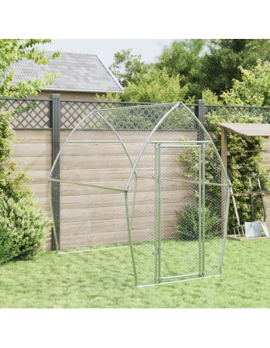 Gabbia per Polli Argento 200x105x182 cm in Acciaio Zincato