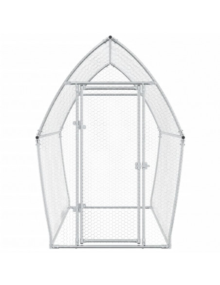 Gabbia per Polli Argento 200x105x182 cm in Acciaio Zincato