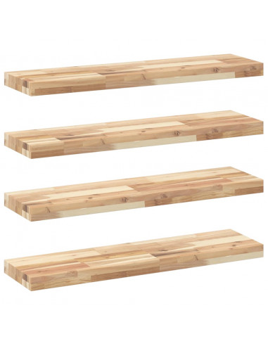 Mensole da Parete 4 pz 80x20x4 cm Legno Acacia Non Trattato